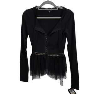 NWT Anna Sui Target Gossip Girl Top Black Tulle Punk Steampunk Whimsigoth XS
